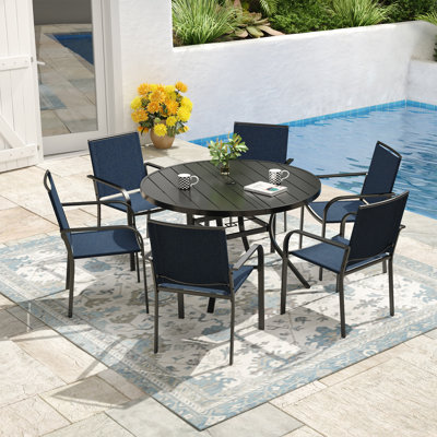 6 - Person 48" Round Patio Dining Set With Stackable Chairs