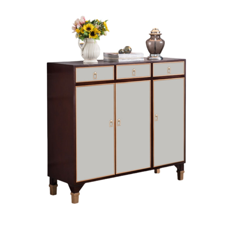Buffet décoratif American Style Minimalist, Brun / blanc / or