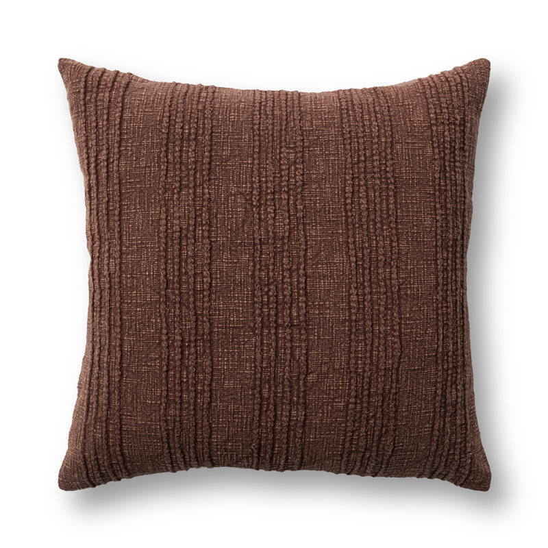 Coussin en coton Gratitude, Carré 22 po, Acajou