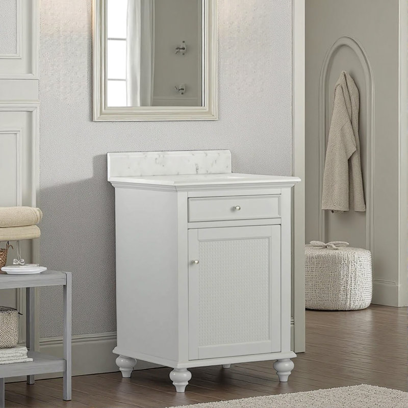 Meuble-lavabo simple 24 po en marbre, Gris