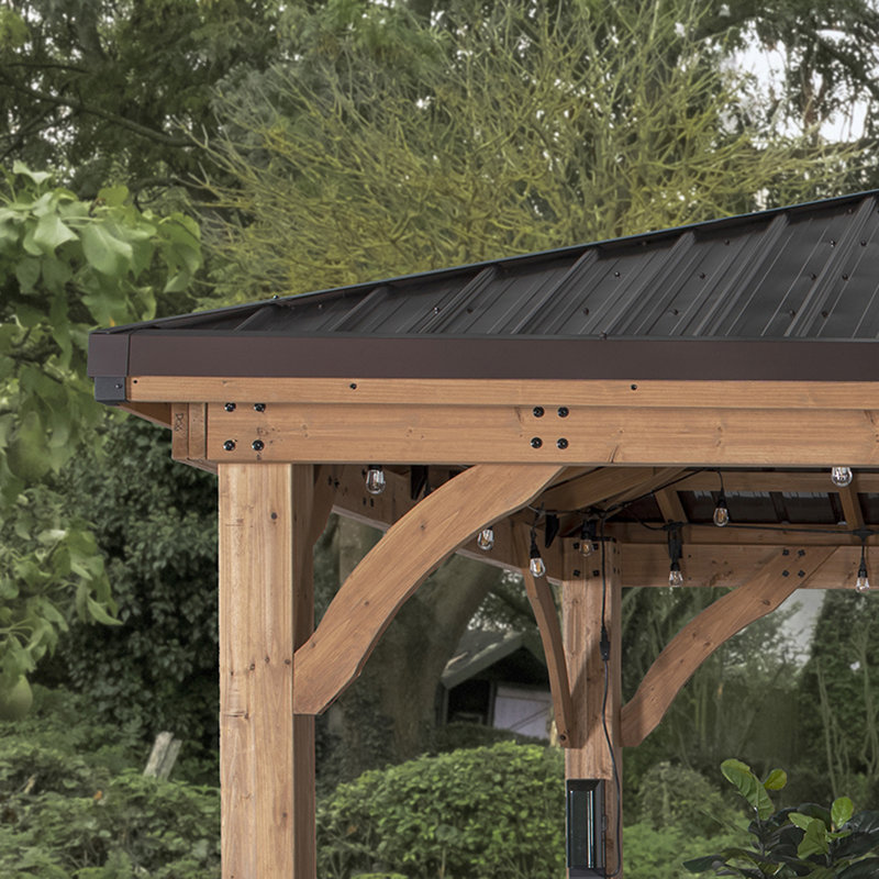 Barrington 16 ft x 12 ft Cedar Wood Gazebo with Steel Roof