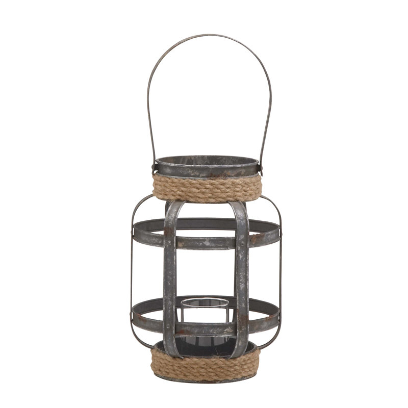 Lanterne de table en fer, H 12 po x l 9 po x P 9 po