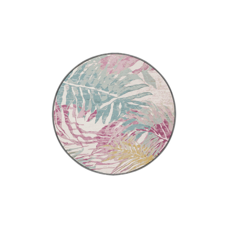 Tapis gris soyeux et moelleux, Rond 8 pi