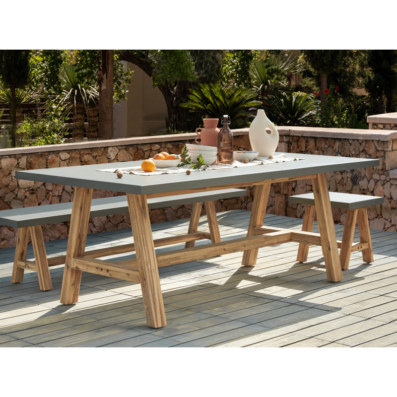 Isleton Rectangular Concrete Outdoor Dining Table - 78.7 cm W 39.4 cm D