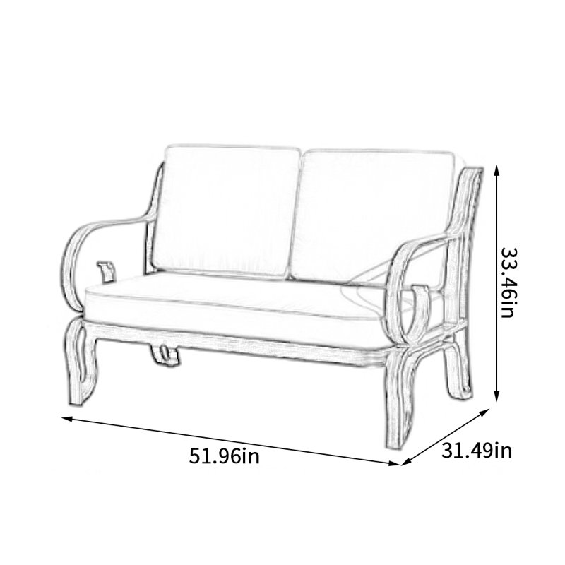 Cohill 51.96'' Wide Rectangle Metal Loveseat with Cushions
