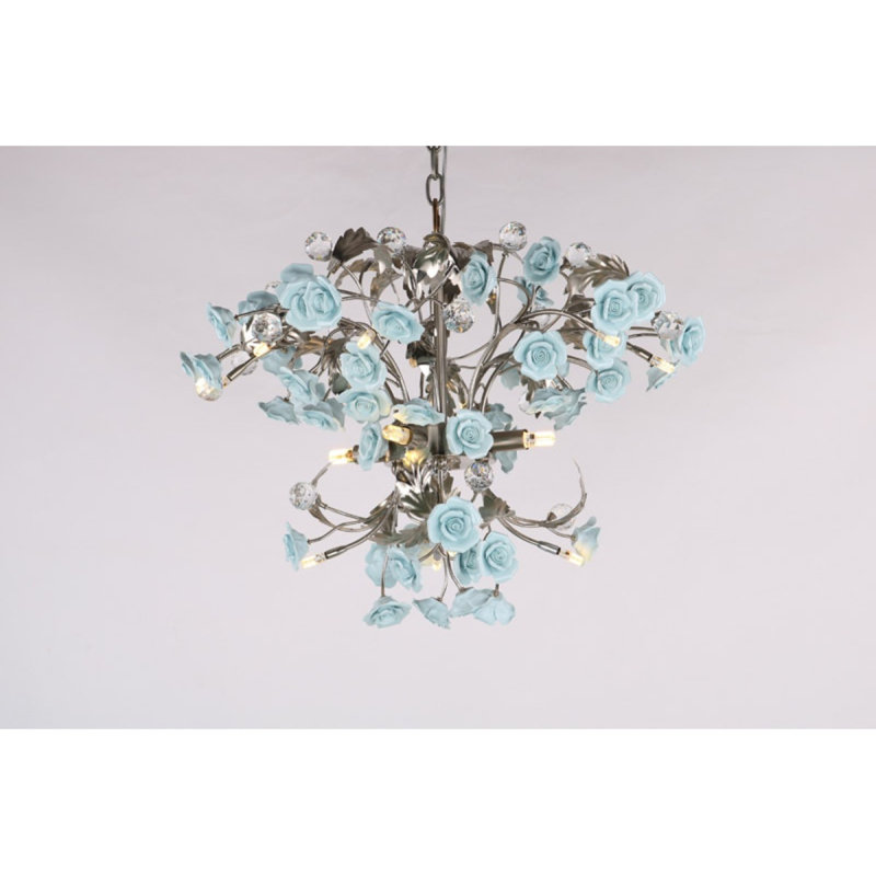 Lustre Spoutnik Drino Ramirez Starburst, Turquoise / vert, Nickel antique, 30 po de diamètre x 26 po de hauteur