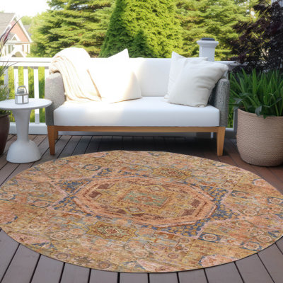 Machine Washable Indoor/Outdoor Xhevrie Paprika Rug