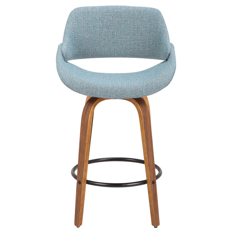 Tabouret de comptoir Fabrico Mid-Century en tissu noyer et bleu par Lumisource, Bleu