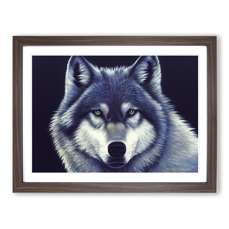 XH1022-10275X Wolf Portrait Vol.5 1 Piece Single Picture Frame Wall Art, 25cm H x 34cm W, Walnut