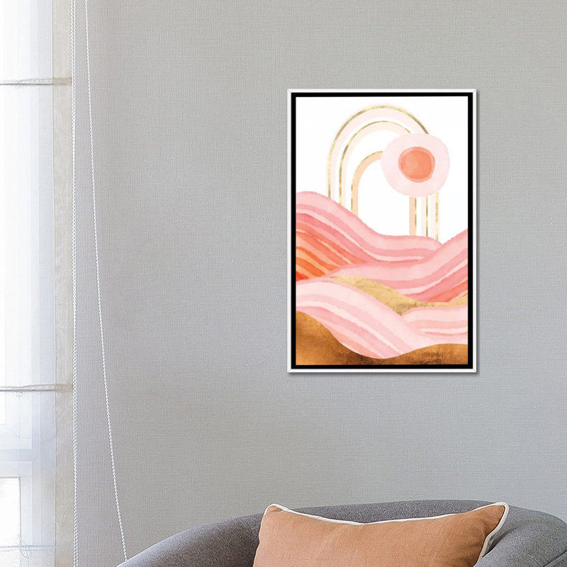 «Late Summer Sunset», reproduction d'impression, H 26 po x l 18 po x 1,5 po, Pas de tapis, Toile blanche encadrée