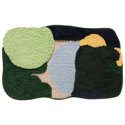 LUMI Forest Green Large Bathroom Rug, Soft Fluffy Bath Mat Non Slip, Quick Dry Absorbent Washable Carpet for Shower Floor, Bedroom, Kids Room, 24"x36"