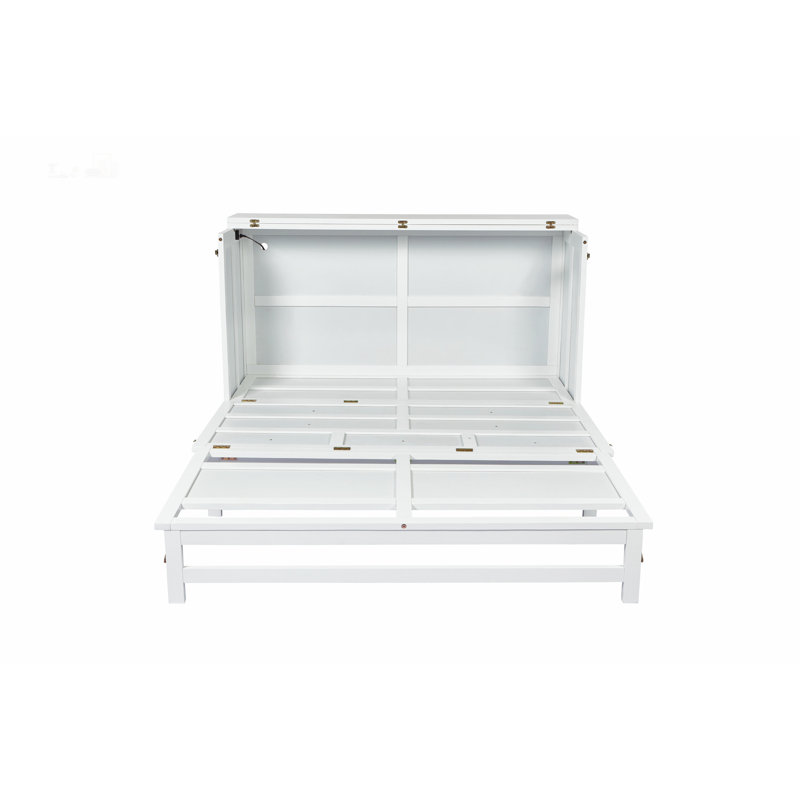 Versatile Murphy Bed Cabinet with Storage and Charging, Ideal for Space Optimization, White, Full