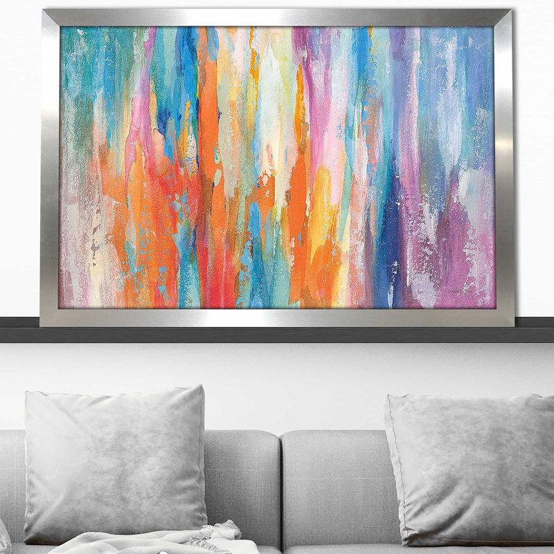 Riviera par Danhui Nai - peinture, H 21,5 po x l 27,5 po x P 0,75 po, Encadrement argenté