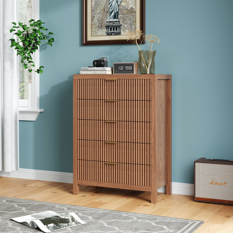 Commode 5 tiroirs l 31,4 po, Noyer