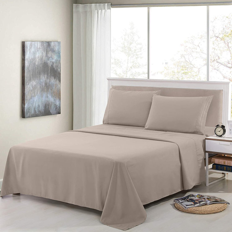 Ensemble de literie en microfibre 1800 Series, Ensemble de drap pour lit grand avec deux taies d', Lavande