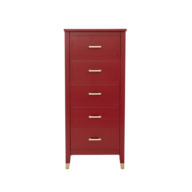 Olivette 5 - Drawer Chest of Drawers, Red