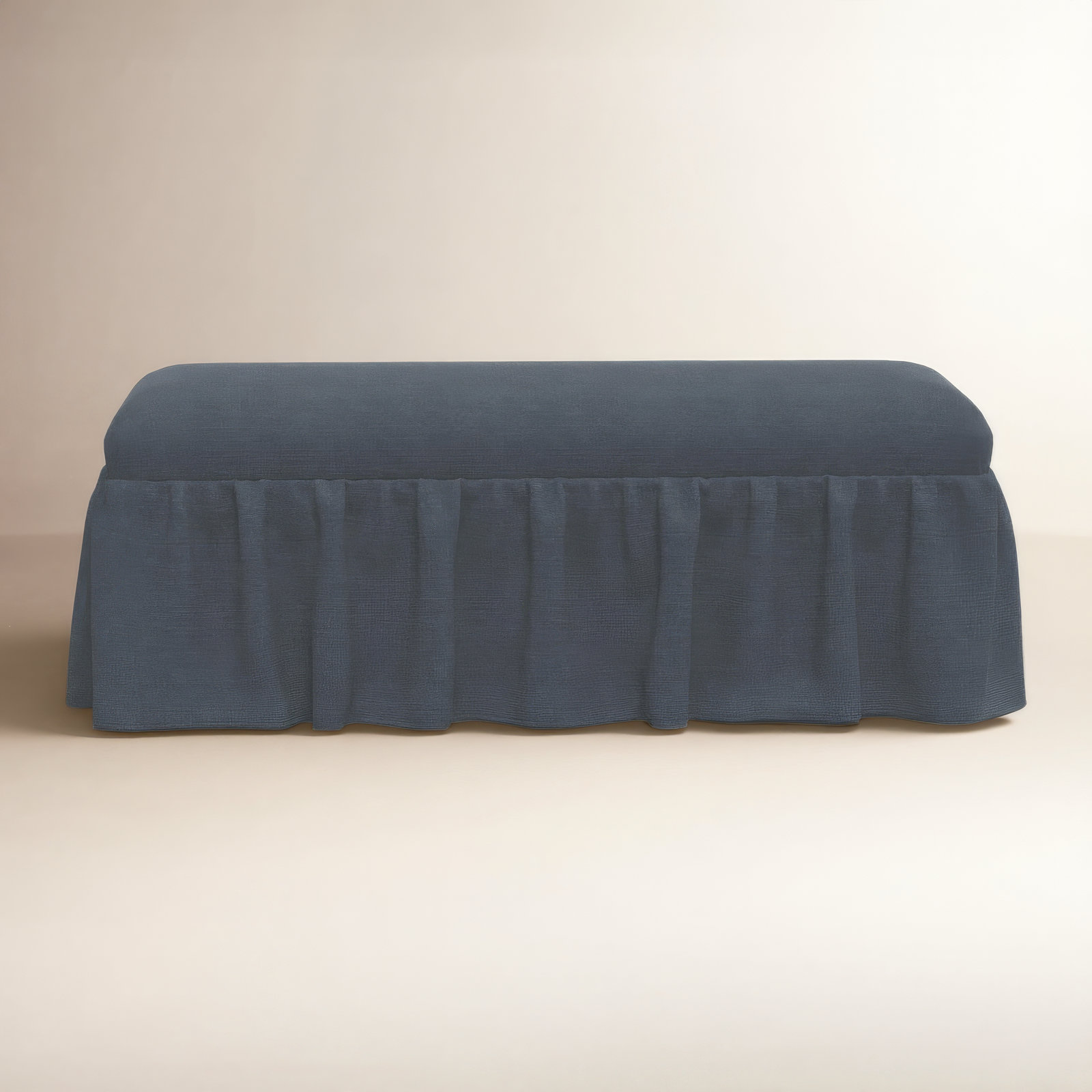 Maggie Ruffle Dining Bench, Classic Navy Linen
