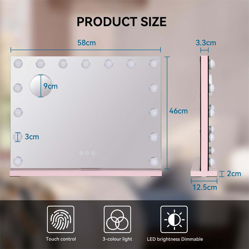 Demetrias Metal Rectangle Mirror, Pink