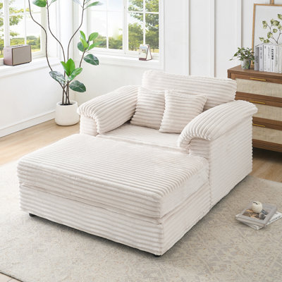 Comfortable Single-Person Spring-Wrapped Corduroy Armchair With Storage Stool And Dual USB Ports, Ideal For Living Room And Bedroom Relaxation