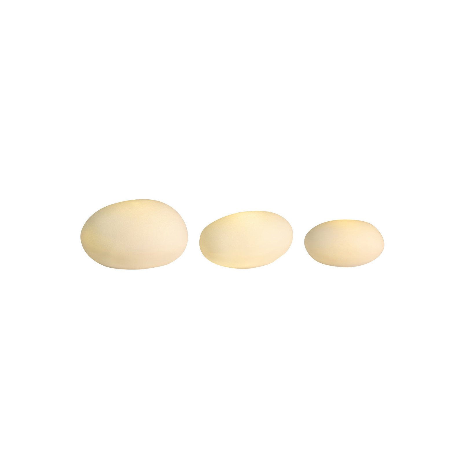 Light Pebbles - Set of 3 - Matte Porcelain with LED Light