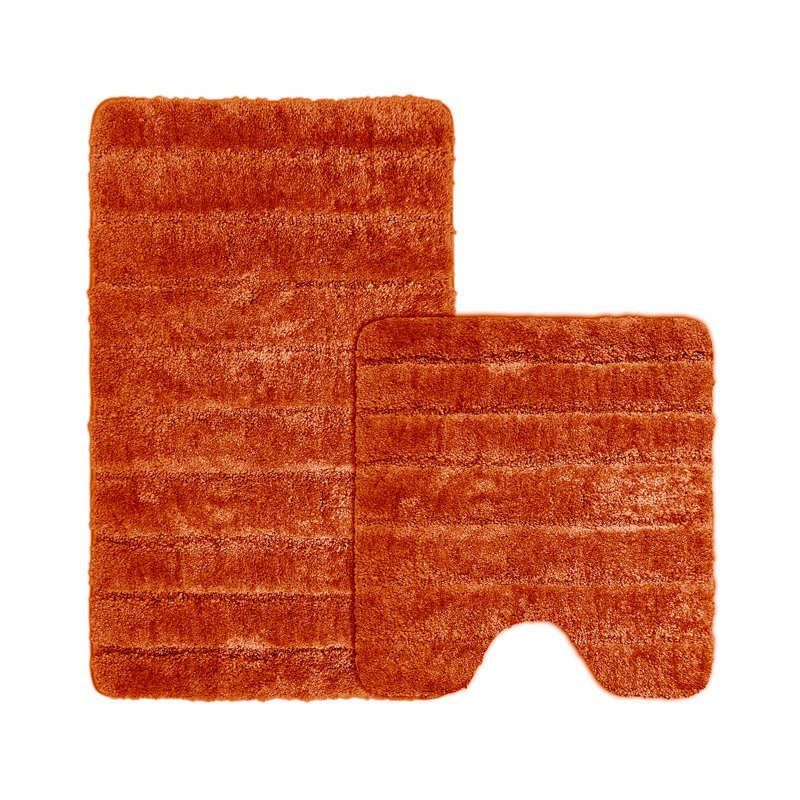 Super Soft Cosy Comforting Lexington Bath Mat Set, Orange