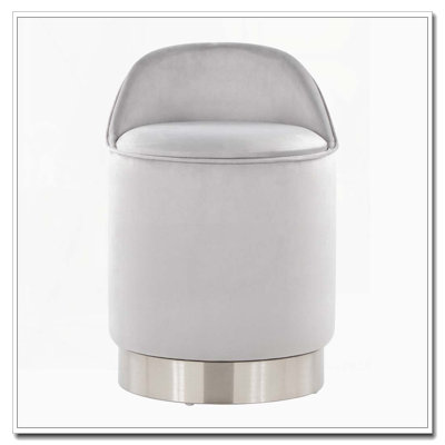 Vanity Stool with Swivel – Cream Velvet – Gold Metal Base – Removable Storage Lid