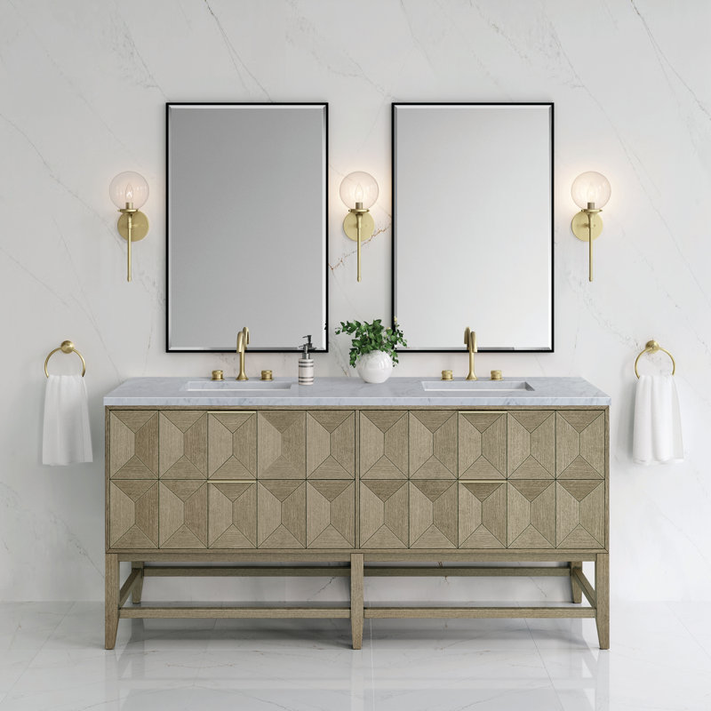 Emmeline 72 in. Double Vanity, Carrara White, 8" Widespread