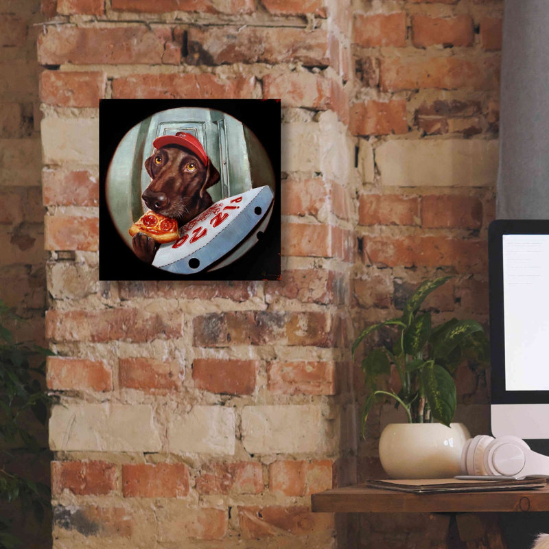 «Pupperoni» par Lucia Heffernan, reproduction sur toile tendue, H 12 po x l 12 po