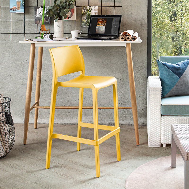 Sensilla Stackable Low Back Stool, Gold, Bar Stool (29.5” Seat Height)