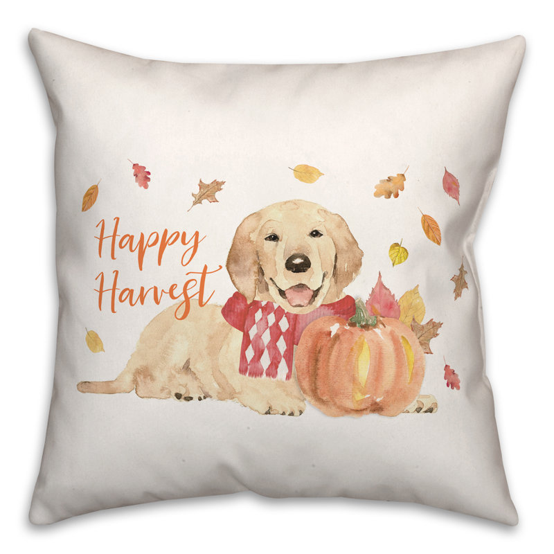  Housse et insert d'oreiller carré Happy Harvest Dog, H 20 po x l 20 po