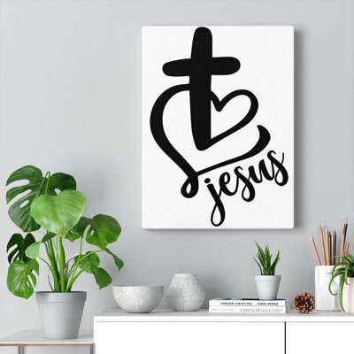 «Jesus Heart and Cross», reproduction sur toile tendue