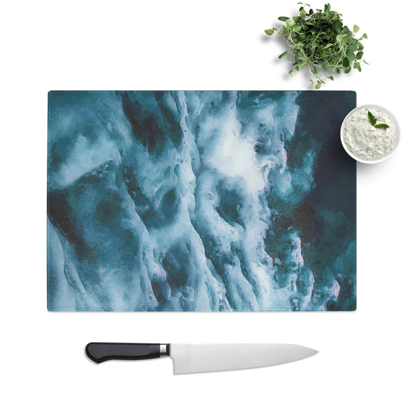 Tempered Glass Ocean Clouds Chopping Board, 39 cm W x 28.5 cm L