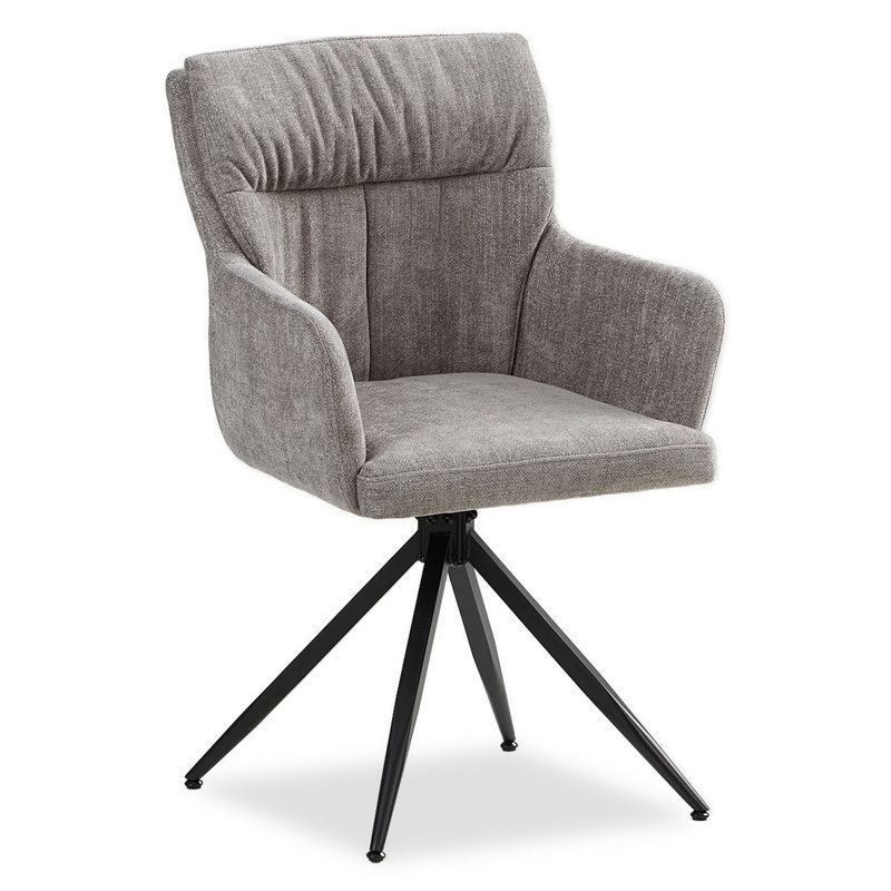 Hearston Linen Upholstered Dining Chair in Grey, 1