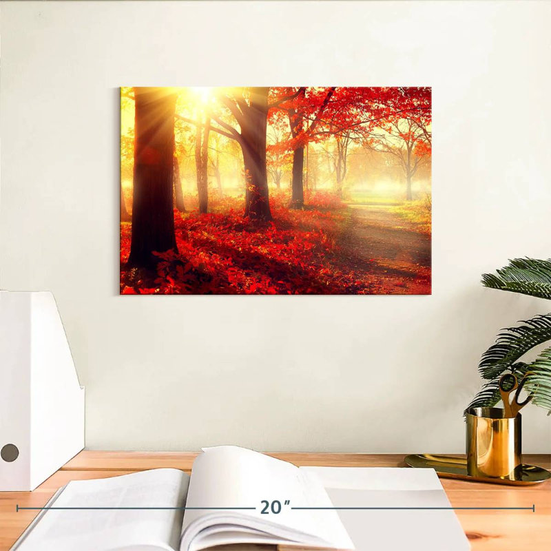 Harnek, forêt d'automne ensoleillée, H 8 po x l 12 po