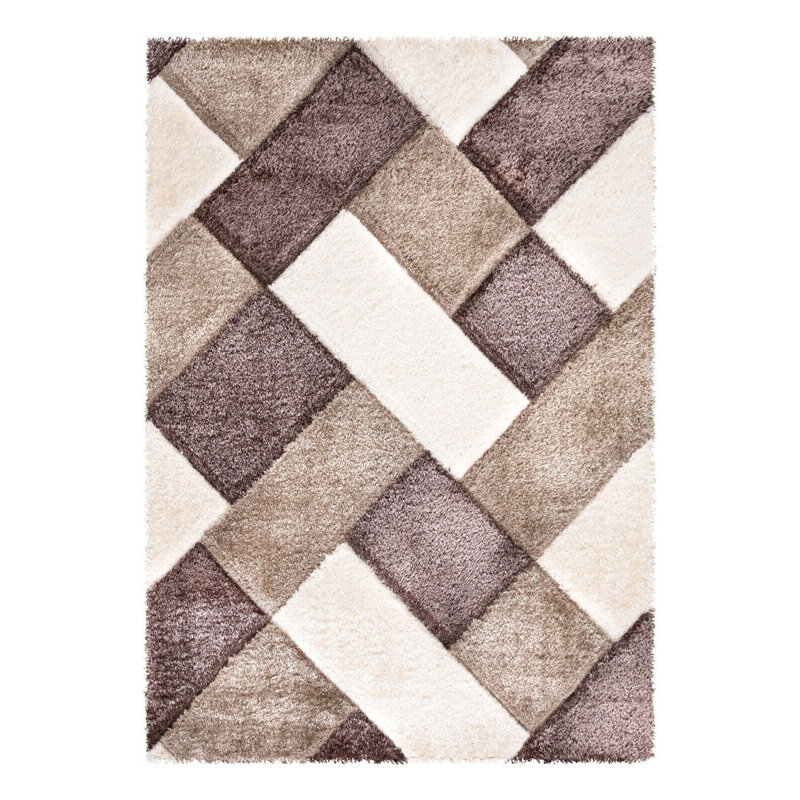 Valdez Geometric Shag Area Rug, Rectangle 60 x 110cm