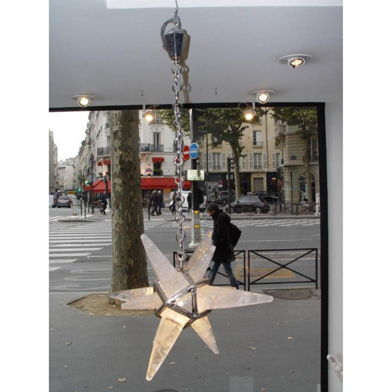 Petit lustre Gwynevere Serena, Laiton bruni, Quartz transparent naturel, 36” Wide x 36” Height