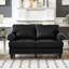 Fauteuil American Classic 59,5 pouces en cuir de vachette noir, accoudoirs ronds cloutés, structure en bois massif, coussin d'assise en mousse haute densité, housse amovible, rangement intégré sous l'accoudoir et ressorts en contreplaqué
