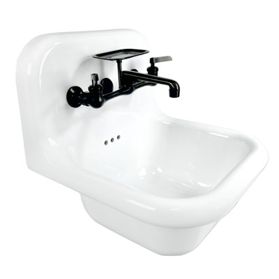 Lavabo de salle de bain mural en argile réfractaire 16,5 po avec robinet et trop-plein Nantucket Sinks