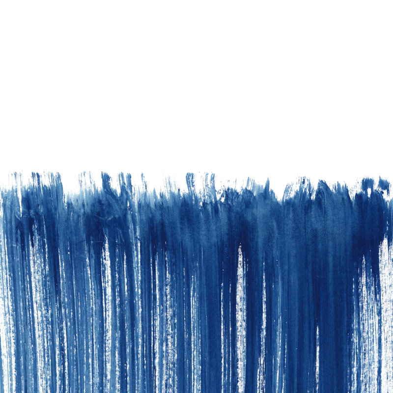 Kris Kivu indigo abstrait coups de pinceau, H 36 po x l 36 po