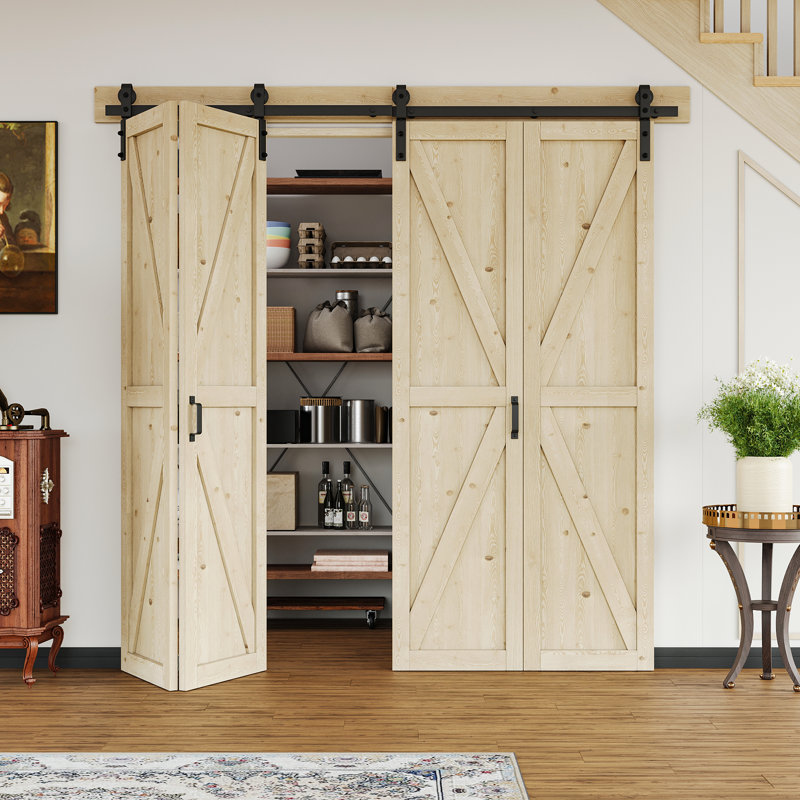 Porte de grange pliante K / Plank 84 po H 84 po, Jaune, 72 po x 84 po