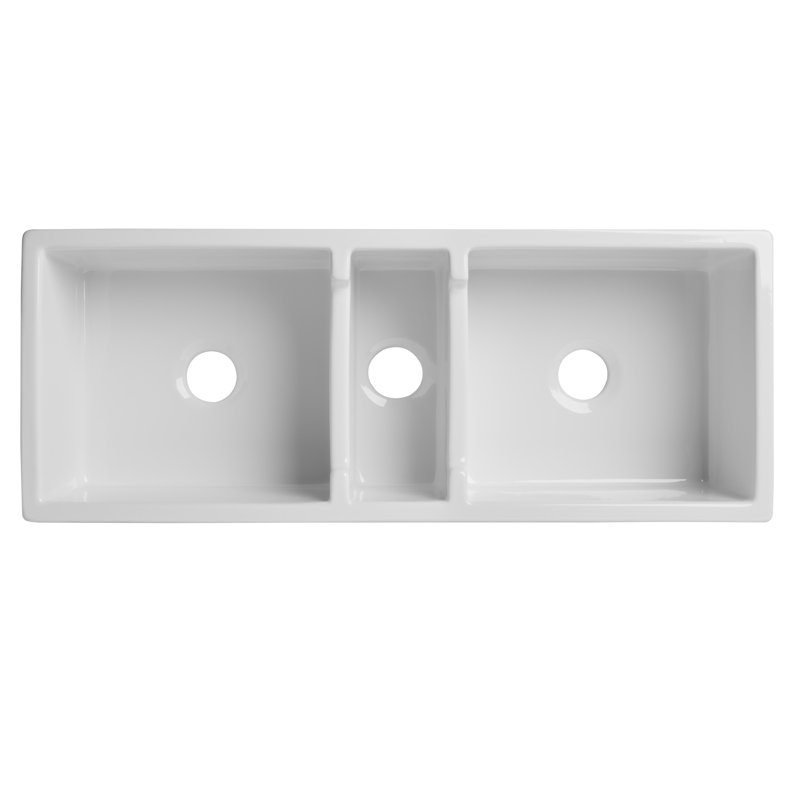Cape 47.25'' L Triple Basin Kitchen Sink, White