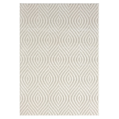 Kaile Performance Transitional Modern Geometric Ogee Ivory Indoor/Outdoor Rug