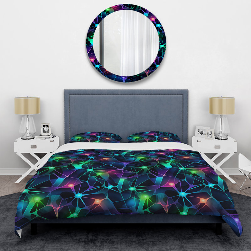 Ensemble de housse de couette Popart Luminous Neon Silhouette - Geometric, Housse de couette pour très grand lit et 2 très