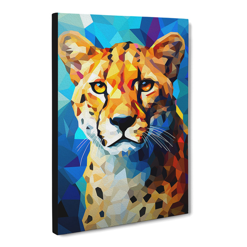 Cheetah Cubism Art No.2 - Wrapped Canvas, 60cm H x 40cm W x 3cm D