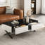 Table basse rectangulaire 47,3 po, plateau noir brillant et base en métal, 2 tiroirs pour le salon