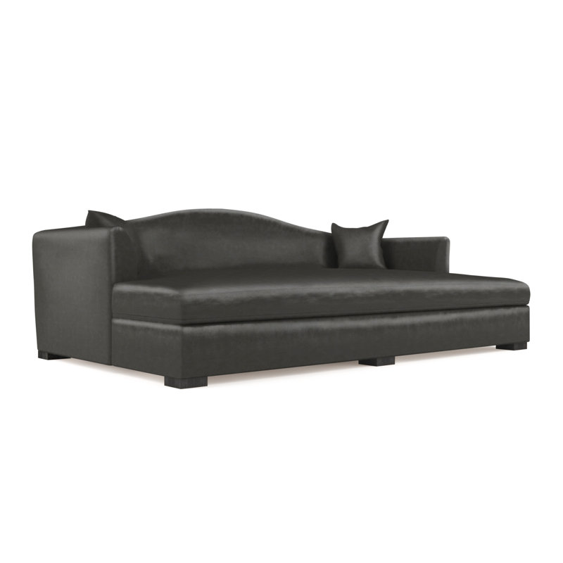 Horatio Camelback Taper Curved-Arm Daybed, Vintage Leather Graphite, Weathered
