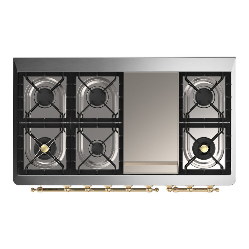 Majestic III Series 48 Inch Dual Fuel Range with 5 Sealed Burners, Griddle, Frenchtop in Matte Graphite (Liquid Propane, Burnished Trim)