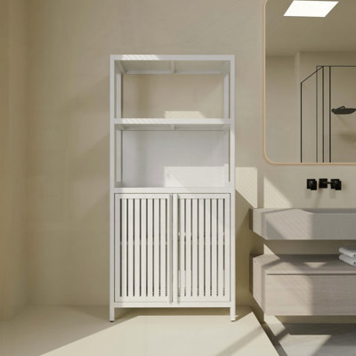Armoire de rangement en bambou blanc