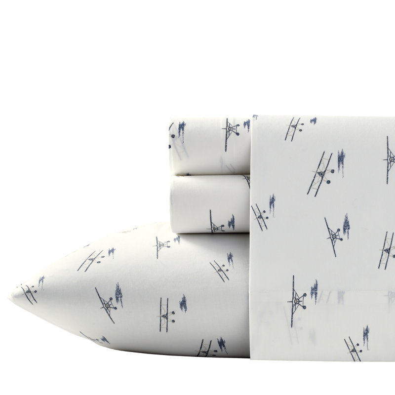 Shasta Lake Cotton Percale Standard Sheet Set, Full Sheet Set with 2 Pillowcases, Sea Planes