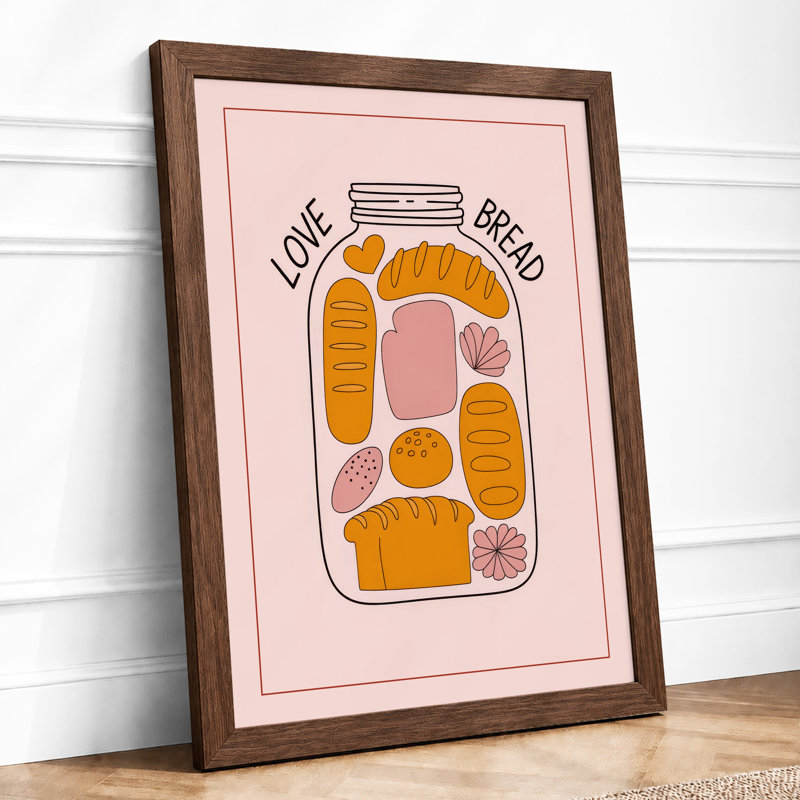 Love Bread Minimalist - Framed Print, Walnut, A3 - 42.0 x 29.7 cm